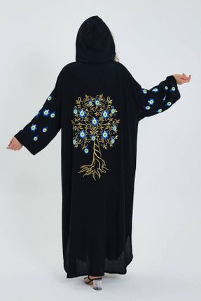 لباس مشکی زنانه جین جین طرح گلدار اورسایز کد 801876791