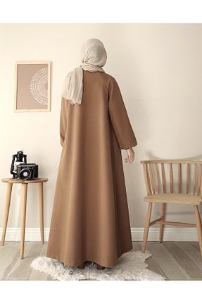 کاپشن حجاب قهوه ای زنانه پشمی NAS TESETTÜR - کد 779267557