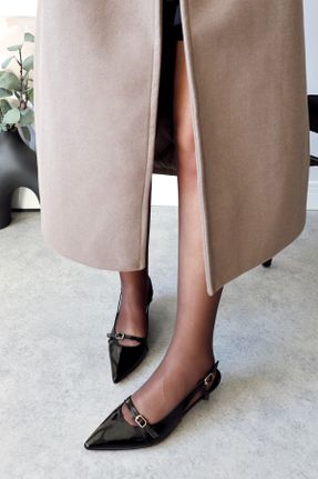 کفش پاشنه بلند کلاسیک مشکی زنانه چرم لاکی پاشنه نازک پاشنه کوتاه ( 4 - 1 cm ) کد 801921063