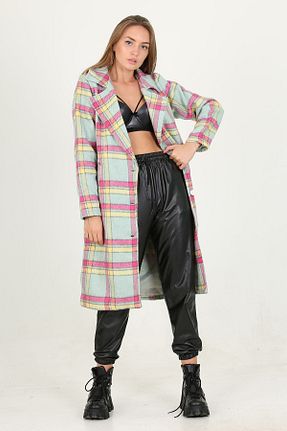 پالتو پشمی سبز زنانه رگولار Neşeli Butik - کد 200341770