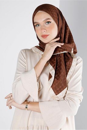 روسری قهوه ای پلی استر Alvina - کد 802009228