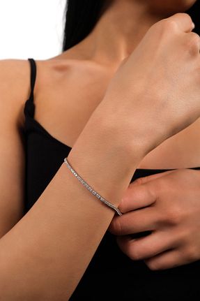 دستبند طلا سفید زنانه 14 عیار Side Gold Kuyumculuk - کد 731816884