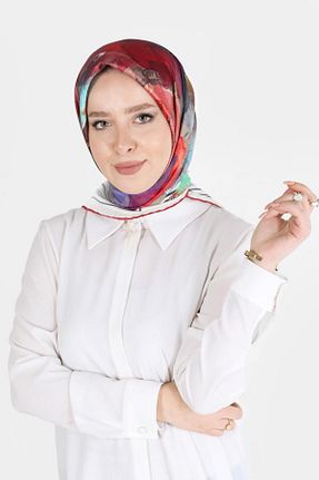 روسری قرمز پلی استر Alvina - کد 802125018