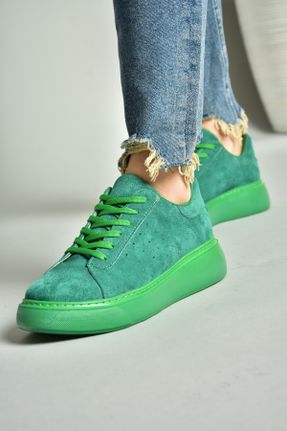 کفش اسنیکر سبز زنانه بند دار جیر کد 684514308