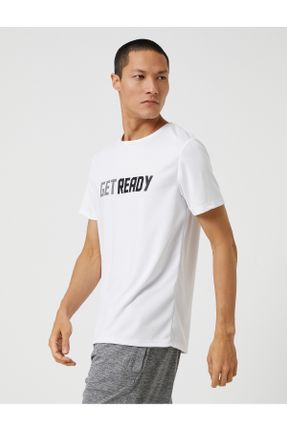 تی شرت سفید مردانه پلی استر یقه گرد رگولار تکی کد 458698357