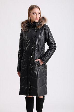 پالتو پشمی مشکی زنانه رگولار Leather Club - کد 801330743