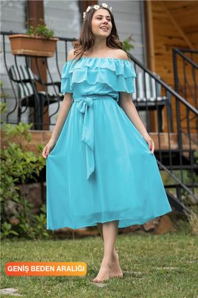 لباس آبی زنانه شیفون بافت کد 82675999