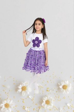 ست بالاتنه و پائین تنه بنفش بچه گانه بافتنی Nacar - کد 801722189