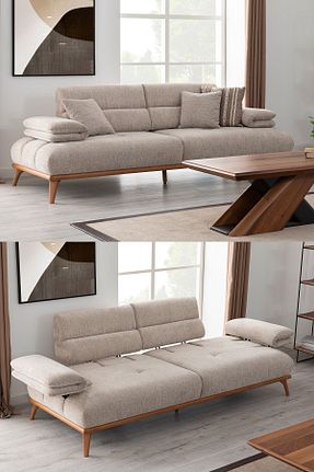 کاناپه بژ پلی استر Eymense - کد 801176306