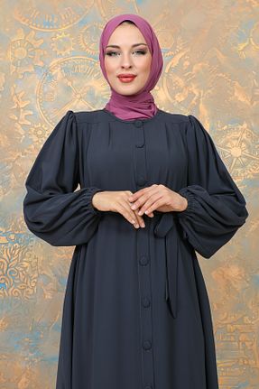 ابایا طوسی زنانه پنبه - پلی استر بافتنی اورسایز نازک کد 801438558