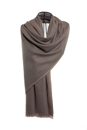 شال قهوه ای زنانه Kesik Elyaf CASHMERE AND SİLK MAWLANA - کد 515008049