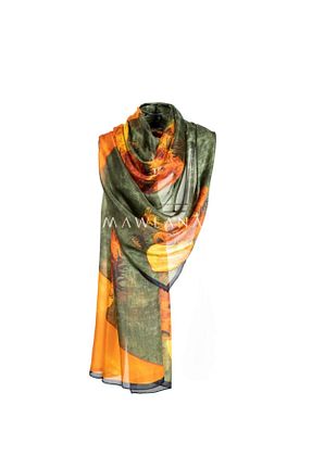 شال سبز زنانه ابریشم MAWLANA CASHMERE & SILK - کد 93686687