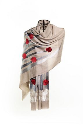شال قهوه ای زنانه ابریشم CASHMERE AND SİLK MAWLANA - کد 263299228