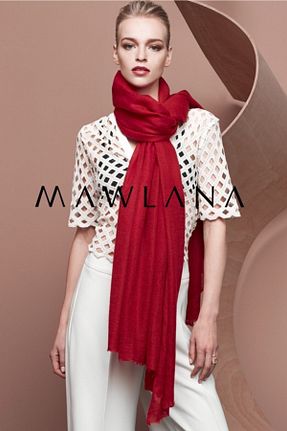 شال قرمز زنانه کشمیر CASHMERE AND SİLK MAWLANA - کد 119153928