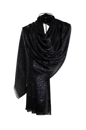 شال مشکی زنانه Kesik Elyaf CASHMERE AND SİLK MAWLANA - کد 375112885