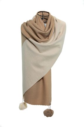 شال بژ زنانه کشمیر CASHMERE AND SİLK MAWLANA - کد 673841956