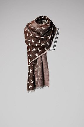 شال قهوه ای زنانه کشمیر CASHMERE AND SİLK MAWLANA - کد 131749078