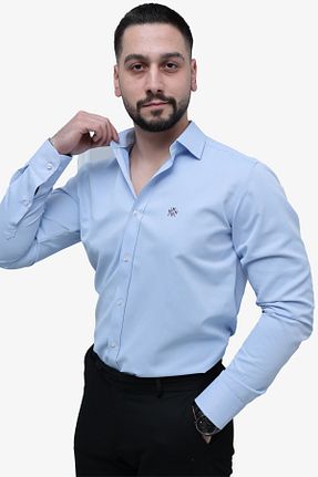 پیراهن آبی مردانه اسلیم فیت MD1974 - کد 801846786