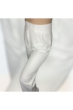 شلوار سفید زنانه پارچه فاق بلند کد 802029466