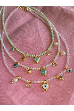 گردنبند جواهر سبز زنانه منجق h&b design jewel - کد 801883160