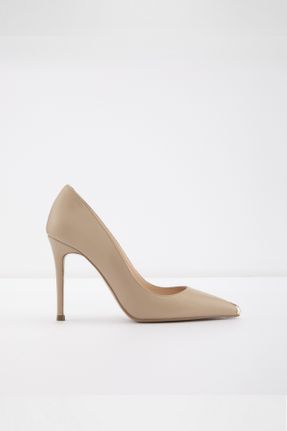 کفش پاشنه بلند کلاسیک بژ زنانه چرم طبیعی پاشنه بلند ( +10 cm) پاشنه نازک کد 802009823