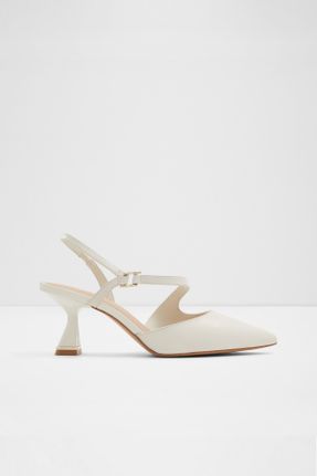 کفش پاشنه بلند کلاسیک سفید زنانه چرم طبیعی پاشنه نازک پاشنه متوسط ( 5 - 9 cm ) کد 802009814