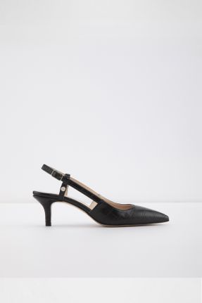 کفش پاشنه بلند کلاسیک مشکی زنانه چرم مصنوعی پاشنه نازک پاشنه کوتاه ( 4 - 1 cm ) کد 802009831