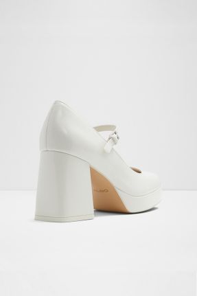 کفش پاشنه بلند کلاسیک سفید زنانه چرم مصنوعی پاشنه ضخیم پاشنه متوسط ( 5 - 9 cm ) کد 802009838