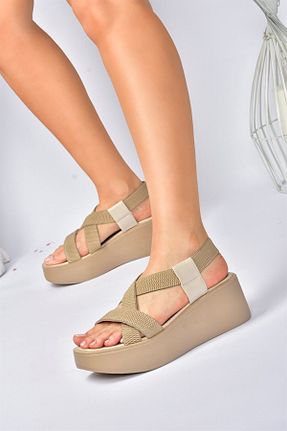 صندل بژ زنانه پاشنه تخت Fox Shoes - کد 266791344
