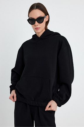 سوئیشرت مشکی زنانه ساده kef clothing - کد 790073960