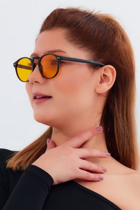 عینک آفتابی مشکی زنانه 50 UV400 استخوان مات گرد کد 788394452
