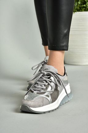 کفش اسنیکر طوسی زنانه بند دار Fox Shoes - کد 802237381