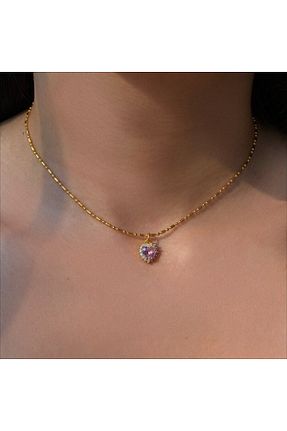 گردنبند جواهر طلائی زنانه برنجی h&b design jewel - کد 802286376