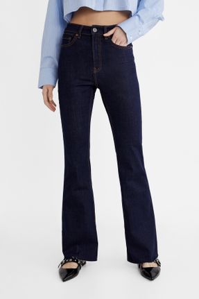 شلوار جین آبی زنانه فاق بلند پنبه (نخی) اسلیم استاندارد کد 802465745