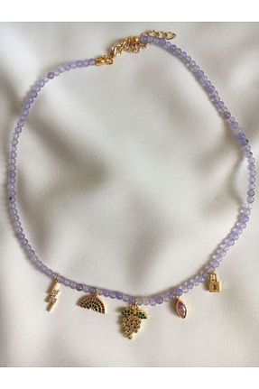 گردنبند جواهر بنفش زنانه h&b design jewel - کد 802579032