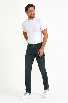 شلوار جین سبز مردانه پاچه تنگ OLİVİA Butik - کد 802603506
