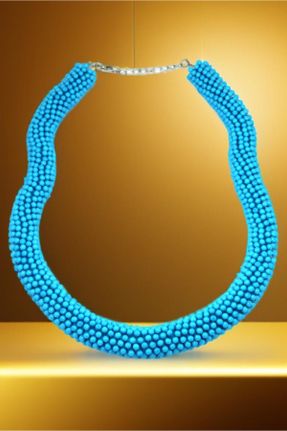 گردنبند جواهر آبی زنانه فلزی کد 802802086