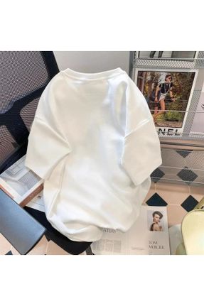 تی شرت سفید زنانه رگولار یقه گرد پنبه (نخی) کد 802768682