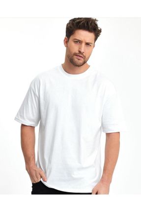 تی شرت سفید زنانه اورسایز یقه گرد کد 802943813