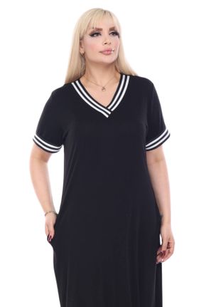 لباس سایز بزرگ مشکی زنانه ویسکون A-line بافت کد 802280890