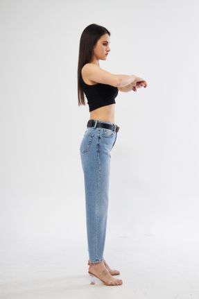 شلوار جین آبی زنانه پاچه تنگ فاق بلند لیکرا اسلیم بلند کد 802217994