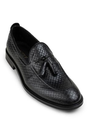 کفش لوفر مشکی مردانه چرم طبیعی پاشنه کوتاه ( 4 - 1 cm ) کد 128465485