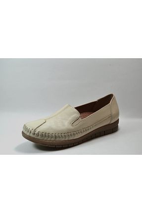 کفش کژوال بژ زنانه چرم خالص Onlo Ayakkabı - کد 802403102