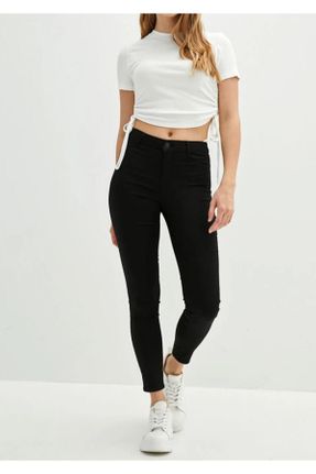 شلوار جین مشکی زنانه پاچه تنگ فاق بلند جین جوان بلند کد 336841445