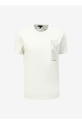 تی شرت سفید مردانه رگولار یقه گرد کد 802505640