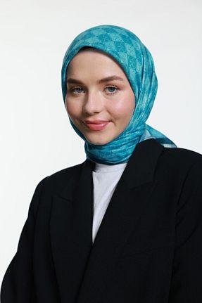 روسری آبی پنبه پلی استر Modakaşmir - کد 737954216