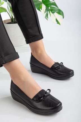 کفش کلاسیک مشکی زنانه چرم مصنوعی پاشنه کوتاه ( 4 - 1 cm ) پاشنه پر کد 253997639