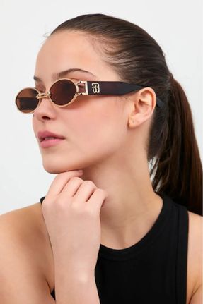 عینک آفتابی مشکی زنانه 50 UV400 استخوان مات بیضی کد 366879246