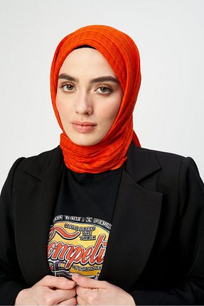 شال نارنجی زنانه پنبه پلی استر Modakaşmir - کد 786598490