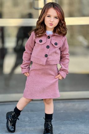 ست بالاتنه و پائین تنه صورتی بچه گانه بافتنی ELAFOR - کد 802576778